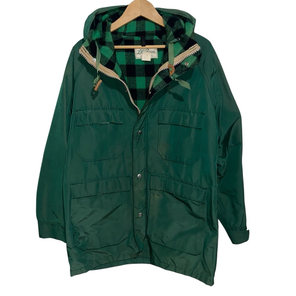 LL Bean Baxter State Parka Mens Medium Wool Lined USA Vintage Script 60s Flaw